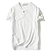 LOCALMODE Men Linen and Cotton V Neck Short Sleeve T Shirts Casual Tee X-Large White