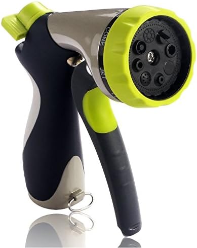 Garden Hose Nozzle Handheld Spray Nozzle with 5 Washers,Heavy Duty 8 Adjustable Pattern Grip Front Trigger Metal Water Nozzle with Connector for Watering Plants, Car Wash and Showering Pets