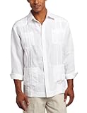 Cubavera Men's Long Sleeve Embroidered Guayabera Shirt, Bright White, X-Large