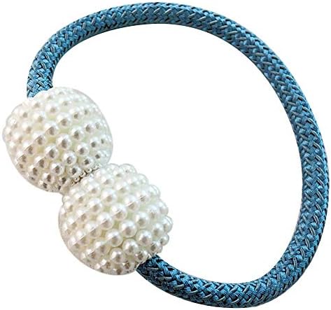 VelvxKl Faux Pearl Beads Weaving Rope Magnetic Curtain Tieback Ring Holder Home Decor