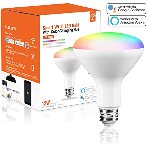 Smart Light Bulb, RGBCW Wi-Fi LED Bulb BR30[12W 1250LM] Dimmable Multicolored Lights, No Hub Required, Compatible with Alexa and Google Home, 100-150W Equivalent - Thumbnail 7