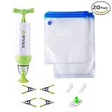 Sous Vide Bags Kit for Anova Cookers -  20 BPA Free Food Vacuum Sealed Bags, 1 Hand Pump, 2 Bag Sealing Clips and 4 Sous Vide Clips, Reusable & Easy to Use, Practical for Food Storage & Cooking