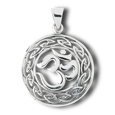 Om Hindu and Celtic Knot Sterling Silver Charm Pendant