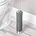 mDesign Slim Toilet Bowl Brush and Holder for Bathroom Storage - Brushed/Slate Gray Stainless Steel