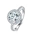 BORUO 925 Sterling Silver Ring, 8mm Cubic Zirconia CZ Eternity Engagement Wedding Band Ring