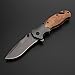 Folding Pocket Knife, Tactical Knives for Camping Hunting Survival and Outdoor Activities, Wood Handle 440C 57HRC Blade