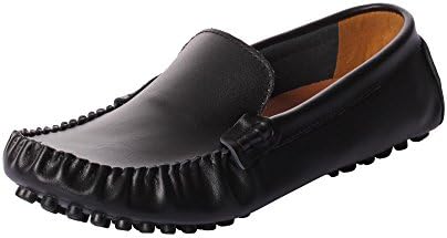 CAIHEE Men's Casual Leather Penny Flats Breathable Slip On Driving Shoes Loafers (12 D(M) US, Black)