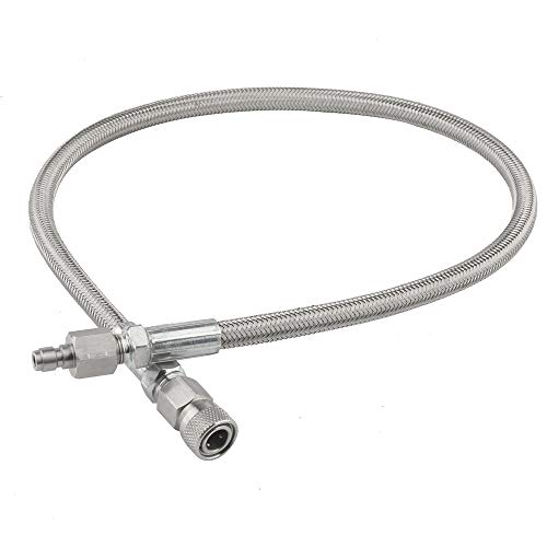 Gurlleu 4500psi Paintball Filling Hose Whip Extension Stainless Steel Air Fill Station & Charging System (24 inch)