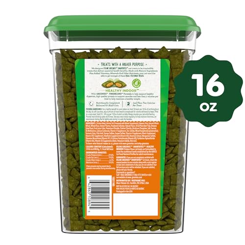 GREENIES FELINE SMARTBITES, CAT TREATS HEALTHY RECIPE, INDOOR CAT TREATS, CHICKEN FLAVOR, 16 OZ. TUB
