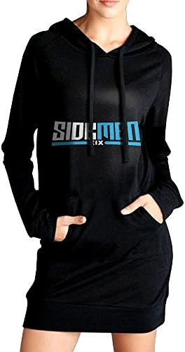 Womens Sidemen Game Youtoube Hoodie Black Long Sleeve Sweatshirt Dress With Pocket Medium