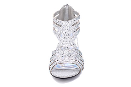 Mila Lady Women's Lexie Crystal Dress Sandals, Kimi25 Silver 9