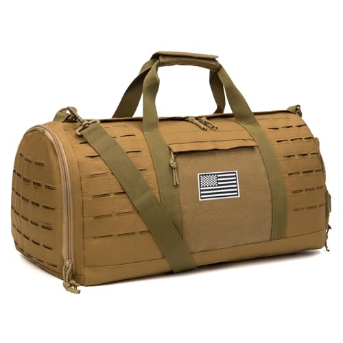 QT&QY 40L Military Tactical Duffle Bag For Men Sport Gym Bag Fitness Tote Travel Duffle Bag Training Workout Bag With Shoe Compartment Basketball Football Weekender Bag