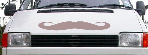 Large Moustache , Quality Funny Vinyl car / Van sticker / Decal (Silver)