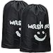 HOMEST 2 Pack XL Wash Me Travel Laundry Bag, Dirty Garments Organizer, Large Enough to Hold 4 Loads of Clothes, Easy Fit a Hamper or Clothing Basket, Black and Red
