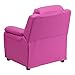 Flash Furniture Charlie Vinyl Kids Recliner with Flip-Up Storage Arms and Safety Recline, Contemporary Reclining Chair for Kids, Supports up to 90 lbs., Hot Pink