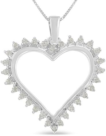 Original Classics Sterling Silver 1/4ct TDW Diamond Heart Pendant Necklace (I-J, I3-Promo)