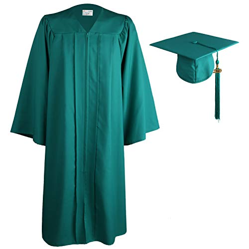 OSBO GradSeason Matte Graduation Gown Cap Tassel Set 2018 & 2019 for High School and Bachelor (Emerald, 54" FF(5'9"-5'11"))