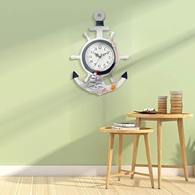 BESPORTBLE Mediterranean Style Anchor Clock Beach Theme Nautical Ship Wheel Rudder Wheel Decor Wall Hanging Decoration… 41qMXv%2B0QZL. SS400