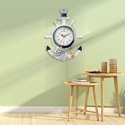 BESPORTBLE-Mediterranean-Style-Anchor-Clock-Beach-Theme-Nautical-Ship-Wheel-Rudder-Wheel-Decor-Wall-Hanging-Decoration-for-GiftHome-Decoration 41qMXv%2B0QZL