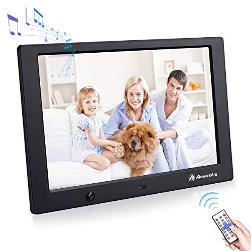 Powerextra 10.1 Inch Digital Photo Frame HD 1280×800 Digital Picture Frame Widescreen Display Support Motion Sensor, Photos Auto Rotate with Remote Control