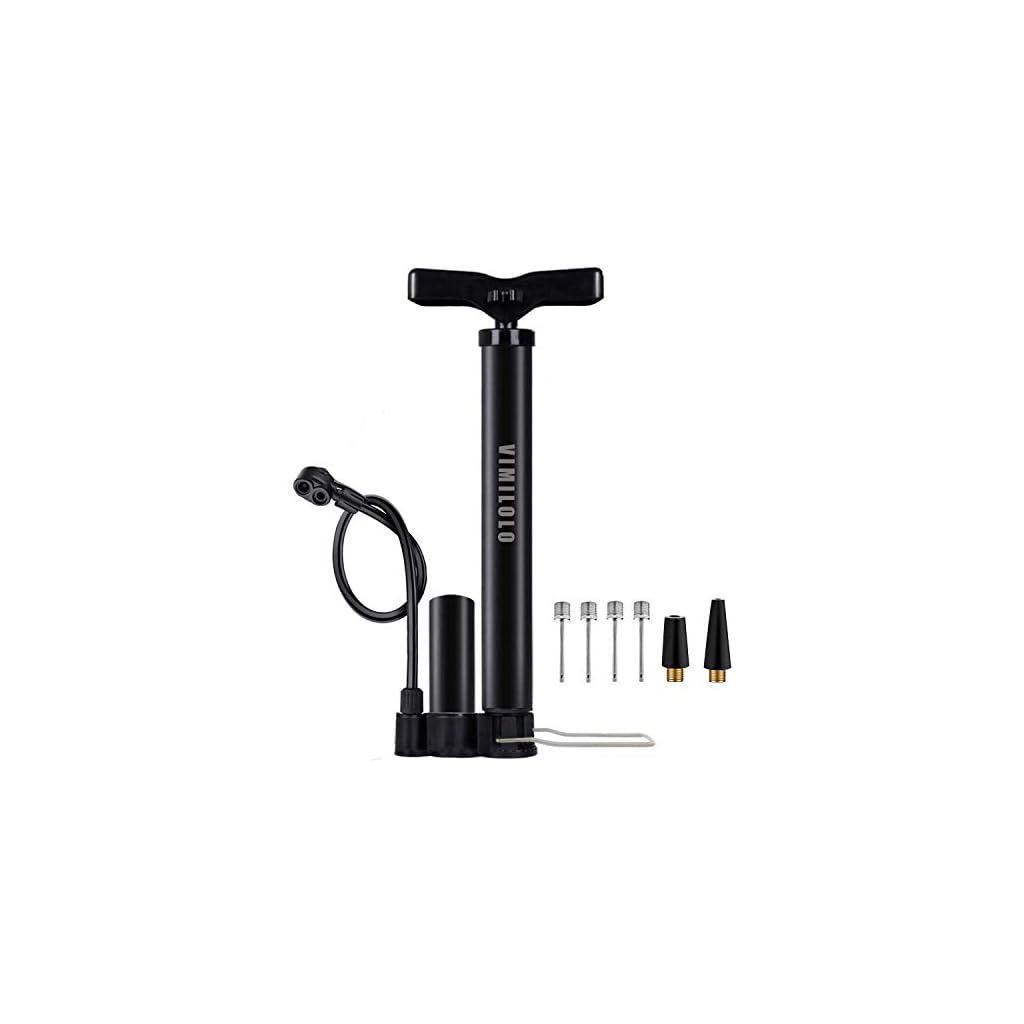 VIMILOLO Bike Pump Portable, Ball Pump Inflator Bicycle Floor Pump with