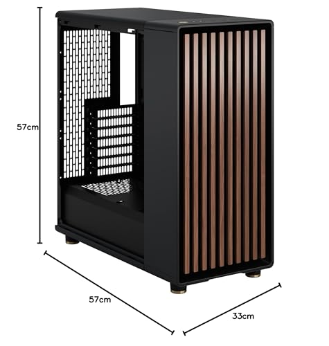 Fractal Design North Charcoal Black Tempered Glass Dark - Wood Walnut Front - Glass Side Panel - Two 140Mm Aspect Pwm Fans Included - Type C Usb - Atx Airflow Mid Tower Pc Gaming Case - View 20