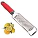 Fine Lemon Zester Cheese Grater Sharp Stainless Steel Blade Easy To Use On Parmesan, Citrus, Ginger, Garlic, Nutmeg, Food, Coconut, Chocolate Soft Red Handle Plus Safety Cover