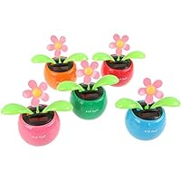 Labife 10 PCS Solar Dancing Flower Swing Sun Flower Car Decoration Furnishing Articles (Color Random)