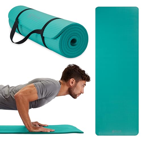 Gaiam Essentials Thick Yoga Mat Fitness & Exercise Mat with Easy-Cinch Carrier Strap,72