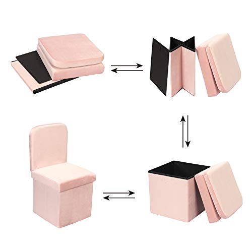 B FSOBEIIALEO Storage Ottoman with Seat Back, Velvet Ottoman Storage