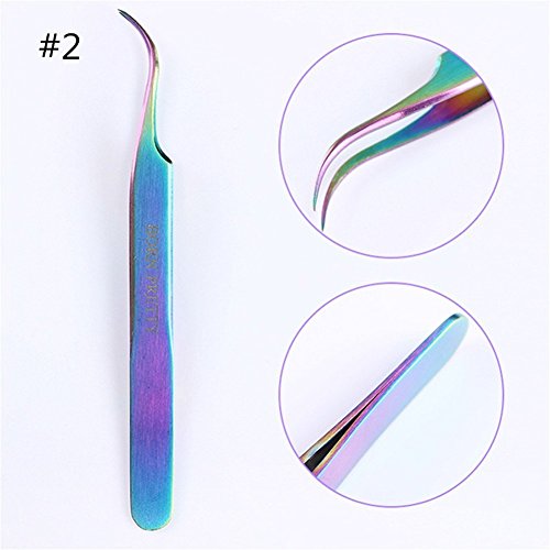 Born Pretty Tweezers Straight Curved Colorful Stainless Steel