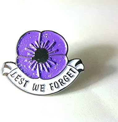 2018 UK LEST WE FORGET PURPLE POPPY ENAMEL PIN BADGE BROOCH
