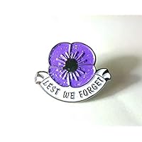 2018 UK LEST WE FORGET PURPLE POPPY ENAMEL PIN BADGE BROOCH