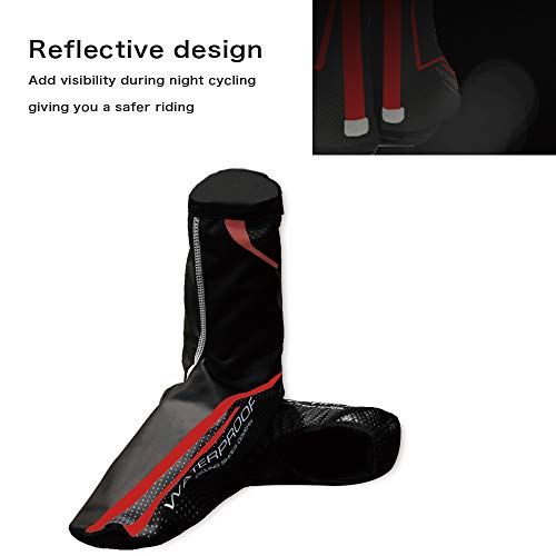 Cycling Shoe Covers Road Bike Shoes Toe Cover Zippered MTB Winter Cycling Shoes Covers for Outdoor Sports (Red, M) - Thumbnail 4