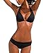 Blugibedramsh Women's Sexy Bikini Halter Padded Top Swimsuit Bathing Suit Beachwear Black (L)