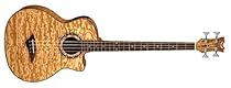 Dean EQABA GN Exotica Quilt Ash Acoustic/Electric Bass Guitar with Aphex, Gloss Natural
