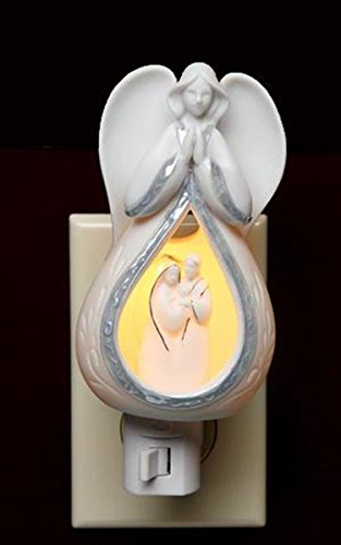 5.75 Inch Praying Angel with Holy Family Center Plug-In Night Light