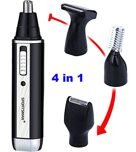 4-in-1 Nose and Ear Hair Trimmer,Warmword Rechargeable Stainless Steel Nose/ Ear Hair Trimmer