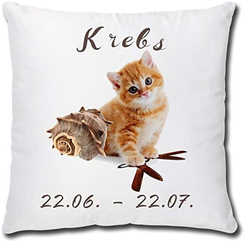Triosk Kissen Katzenmotiv Sternzeichen Krebs Dekokissen Lustig Mit Katze Geschenk Fur Katzenliebhaber Frauen Madchen Kinder Zierkissen Fullung 40x40 Weiss Beige Amazon De Kuche Haushalt