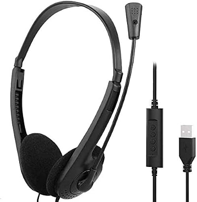 LLM USB Headset with Microphone Noise Cancelling In-Line Controls 1.8m