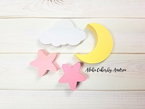 Cloud, Moon and Stars Confetti, Baby Shower Decorations, Its A Boy Ideas, Twinkle Twinkle, Over the Moon, Love You to the Moon and Back, Light Pink, Cotton Candy Pink