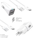 Motorola Moto Z Play Charger Fast Type-C USB 2.0 Cable Kit by Ixir - {Fast Wall Charger + Fast Car Charger + 2 Type-C Cable}