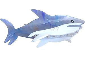OMG DECOR Funny Big White Shark Hair Clips,Cellulose Acetate Hair Clips,Big Claw Clips for Girl,Hair Accessories,Greyblue