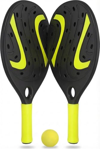 Pair of Beach Padel Beach Tennis Rackets with Soft Ball Set Wooden Rackets Sea, Beach Pool, Sea Garden, Beach Rackets Waterproof Water Resistant