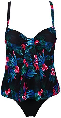 TRANGEL Underwire Tankini Swimsuit for Women, Floral Print Swimwear