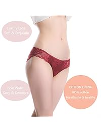 LEVAO Womens Sexy Underwear Flower Lace Cheeky Panties Seamless Lingerie Bikini Pack of 6