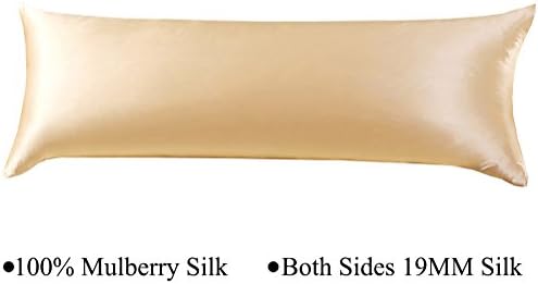 Cozysilk Body Pillowcase, 100% Silk, 19 Momme, Zippered Body Pillow Cover (20 x 54, Champagne)