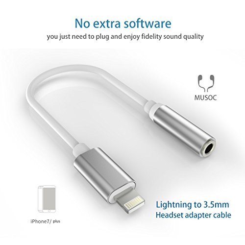 B. 92003 Adapter Headphone Jack, Lightning to 3.5 mm Headphone Jack Adapter for iPhone 7/7 Plus Accessories - Thumbnail 2