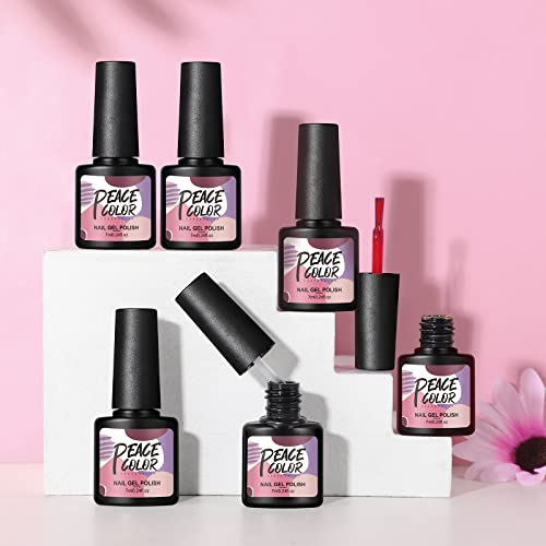 Gel Nail Polish Set with Top Base Coat 18 Colors Fall Winter Gel Polish Glitter Pink Purple Brown Glossy Soak Off Nail Gel Polish Starter Kit Nail Art Collection Gifts for Women Girls DIY Home Salon