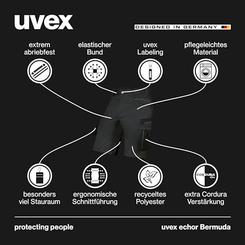 Uvex echor Work Shorts - Short Premium Work Trousers - Men's Cargo Trousers - Stretch Waistband, Lightweight, Elastic & Lots of Storage Space